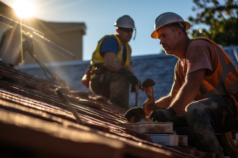 roofers installing the roof