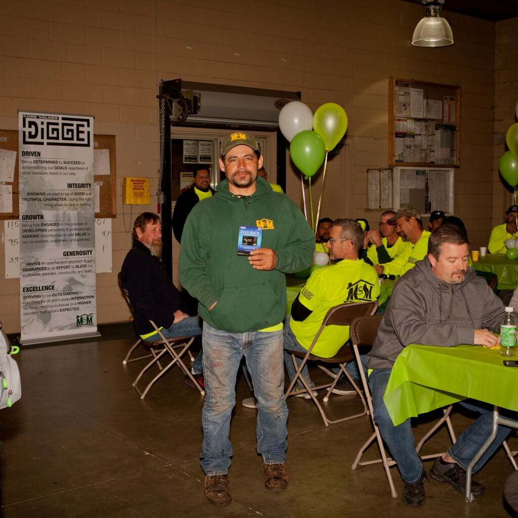 man holding something